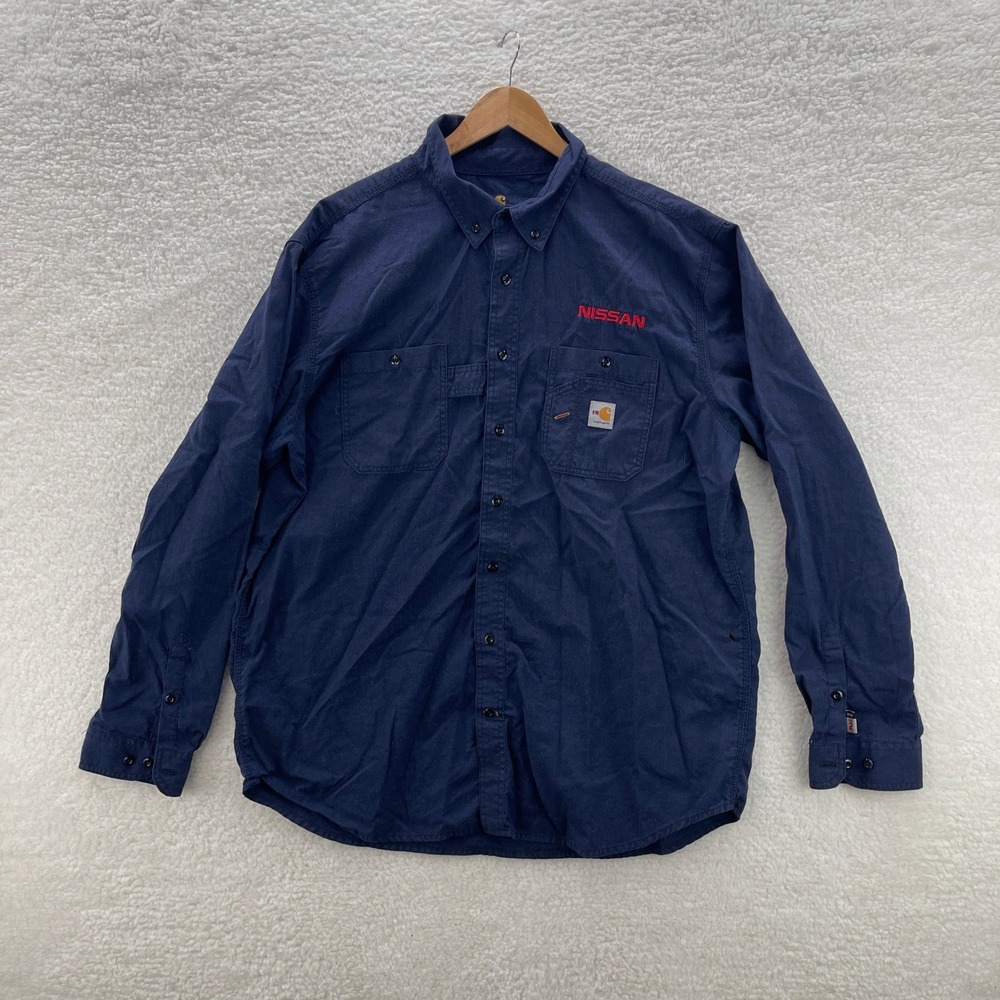 Carhartt Shirt Mens 2XL Tall Navy Blue FR Flame Resistant Workwear CAT2 Outdoor